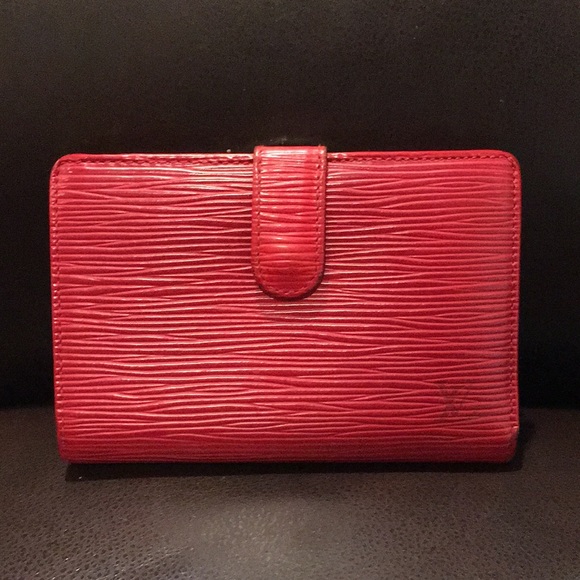 LOUIS VUITTON Red EPI Porte Monnaie Viennois Bifold Kisslock Wallet Authentic - Picture 3 of 17